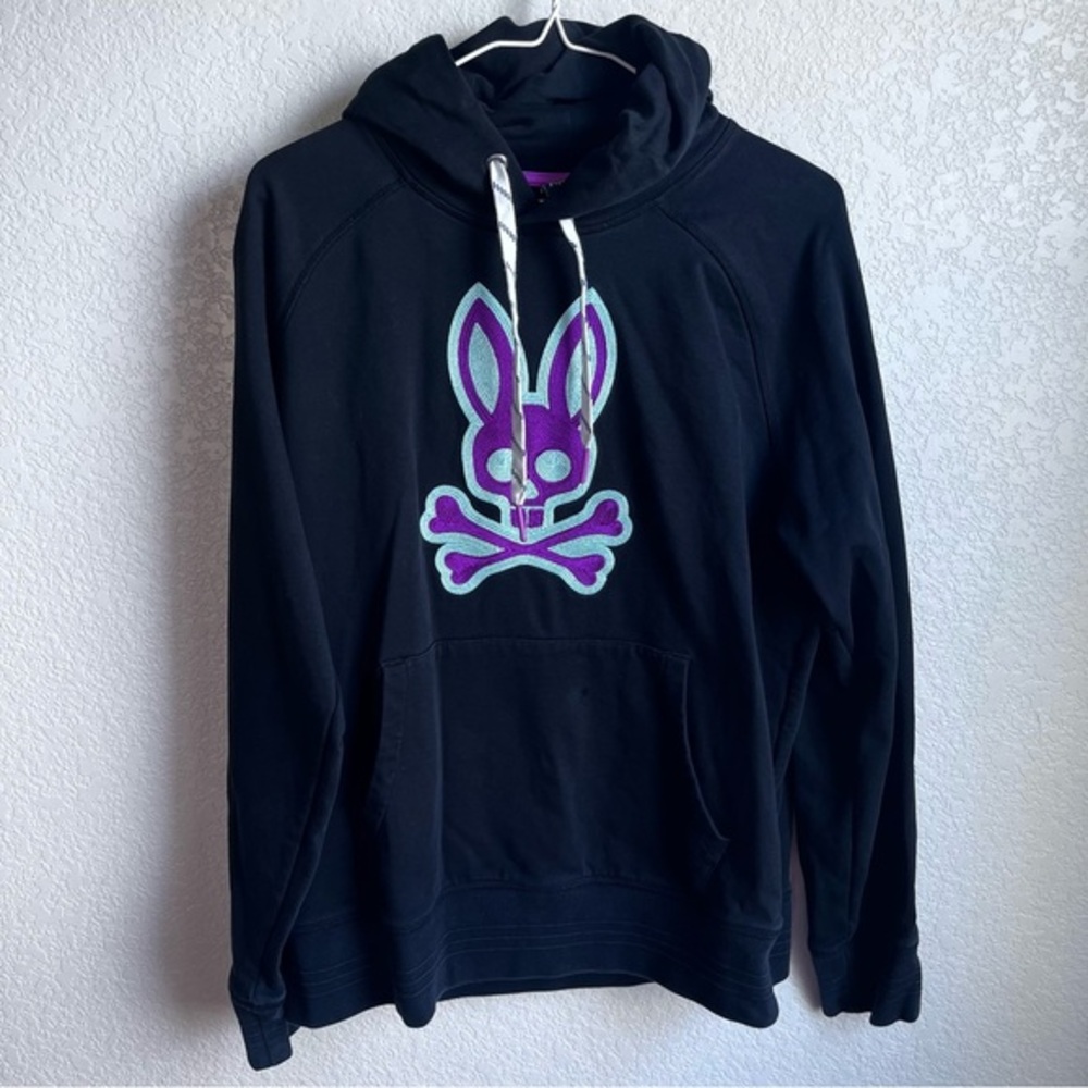 Psycho Bunny Black Hoodie with Purple Logo